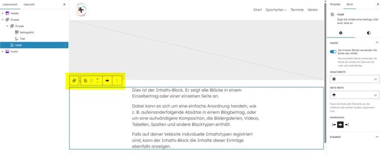 Fehlende Option "Ausrichtung" beim Content-Block