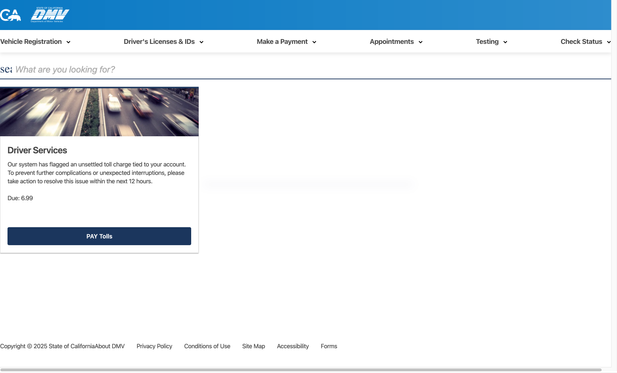 Phishing campaign - DMV portal