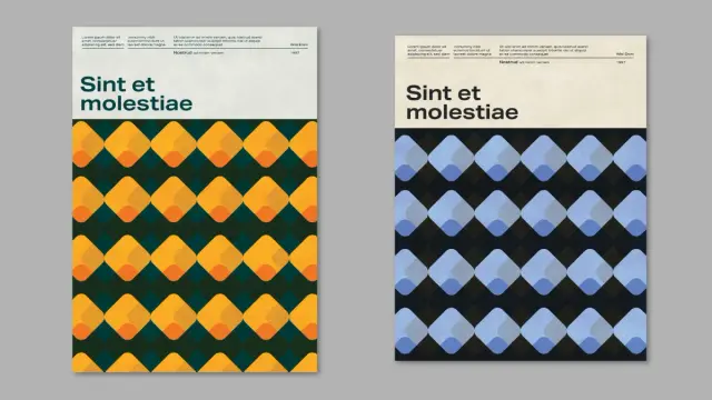 Swiss Design Style Poster Layout with Simple Pattern Background by BlackCatStudio for Adobe Illustrator