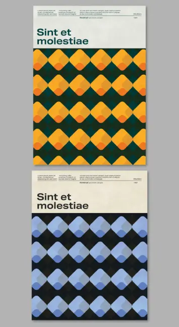 Swiss Design Style Poster Layout with Simple Pattern Background by BlackCatStudio for Adobe Illustrator