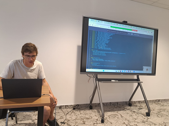Vincent giving a presentation at the tutorial.