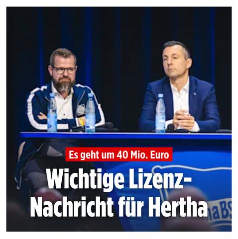 Es geht um 40 Mio. Euro
Wichtige Lizenz-Nachricht für Hertha