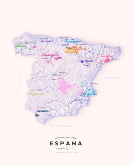 A visualisation of the wine regions of Spain