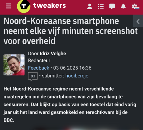 Noord-Koreaanse smartphone neemt elke vijf minuten screenshots voor overheid.