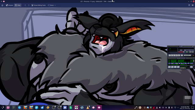 Cropped image of a muscular Anubis-themed werewolf character sleeping deeply in a bed, drooling.