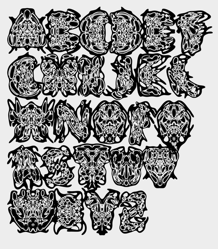 alphabet in a spider web looking font, heavy