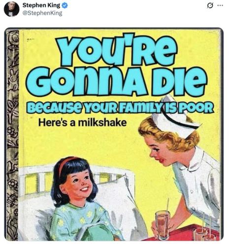 You are gonna dei because your family is poor. Here is your milkshake 🖖