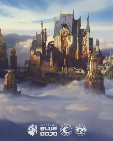 Una città fantasy tra le nuvole. Copertina del GDR al Buio Cremona S04E10.