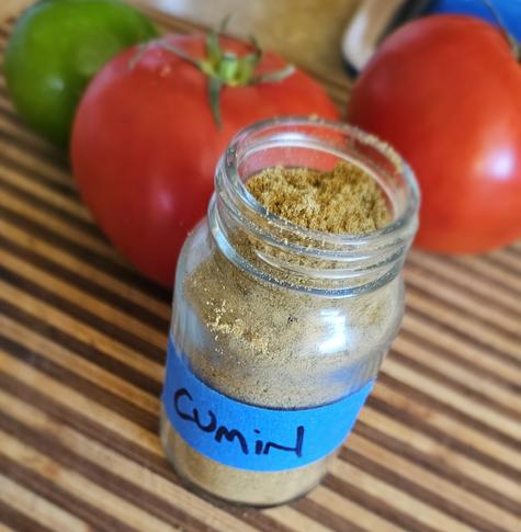 my Ikea spice jar which I just refilled from empty with organic cumin from the co-op for $1.71