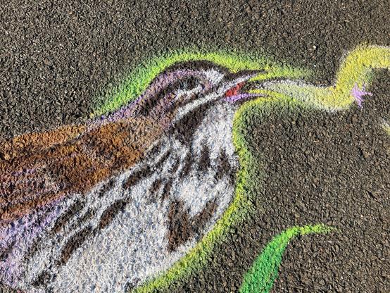 Closest close-up on the song sparrow: just its face, its open mouth with a yellow-white smoke (its song) coming out of it. A green aura surrounds its head. Its back is brow, its chest is white flecked with black.
