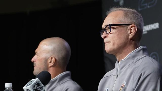 Paul Maurice and Bill Zito at media day