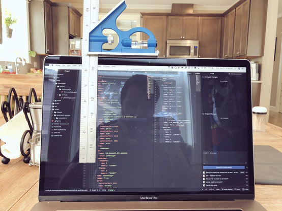 A ruler applied to a computer monitor to help with yaml indentation...