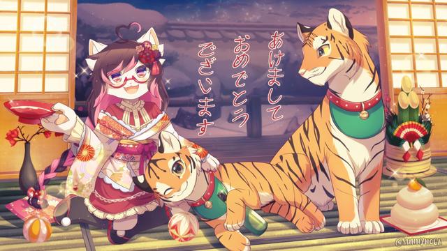 OC: Chibs

Tags: female, munchkin cat, feline, twin tails, tiger, feral, japanese, winter, scenery, landscape, kagami mochi, temari ball, sake, kadomatsu

Chibs in a kimono with tigers sitting on a tatami floor.