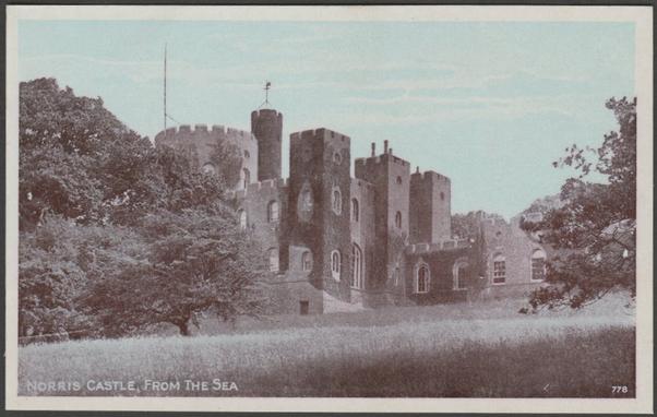 Hand-tinted glossy printed sepia postcard showing a view of Norris Castle at East Cowes on the Isle of Wight.

Published by J. Welch & Sons, Portsmouth, No 778, c.1910.

Postally unused.

Excellent condition, with minimal corner bumps and medium album marks.
