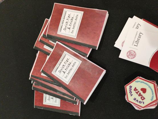 A pile of zines titled Quick tips and tricks for better data, by Cornell university