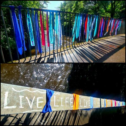 An art installation on a bridge over the River Kelvin in Glasgow.