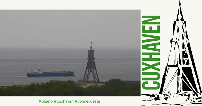 Schiff auf der Elbe, in Höhe der Kugelbake vor #Cuxhaven