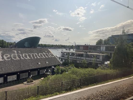 A view from the train when entering Amsterdam.