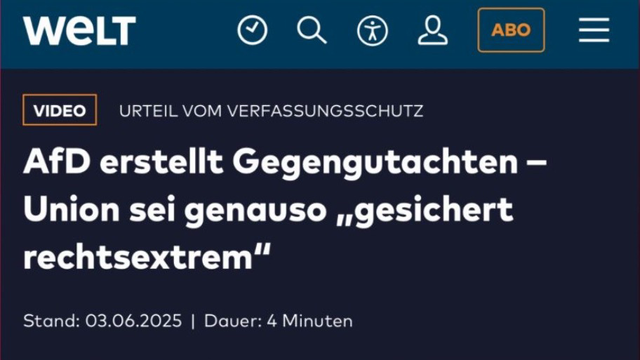von der Internetsekte der Welt: AfD erstellt Gegengutachten - Union sei genauso „gesichert rechtsextrem“