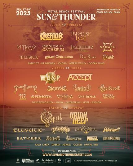 La semana del 14 de julio, 17, 18 y 19 de Julio, #Fuengirola va a sonar en todo el planeta... 'Sun & thunder Fest' @sunandthunderfest.bsky.social #Marenostrum
Reportaje por #LaFactoríadelRitmo - Ferri & Mabe Navarrete
https://www.lafactoriadelritmo.com/protagonista/festival-sun-thunder #Metalsky #HeavyMetal #Prensa #Musical
