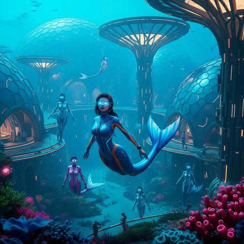 The inhabitants of Kryphion, known as Nereans (The name is based on the Greek word 'νερό' which means water), are descendants of the last Earth diaspora—a generation genetically sculpted for aquatic adaptation. They breathe through engineered gills and perceive sound as shape and color, living in harmony with the dark ocean and the whispering machines that maintain their fragile world.

But within the central archives of Kryphion, in sealed vaults and forbidden texts, lives a heresy: the Myth of the Surface.