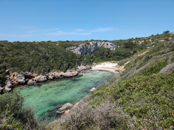 Looking down at Cala de Biniparratx