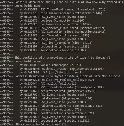 valgrind output