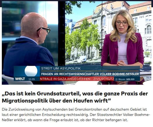 Beim TV Sender Welt werden Gerichtsurteile in Frage gestellt.
