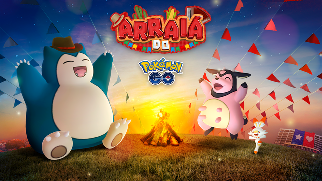 Snorlax con sombrero vaquero, Miltank y Scorbunny alrededor de una hoguera