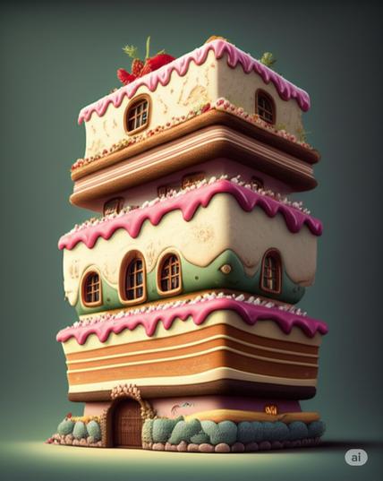 An AI house that looks like a layer cake.