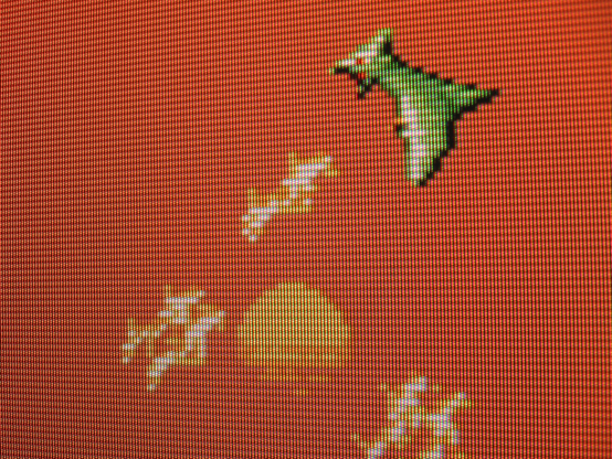 Set against a stunning orange sunset, Gaurodan sprays lightning breath wildly.