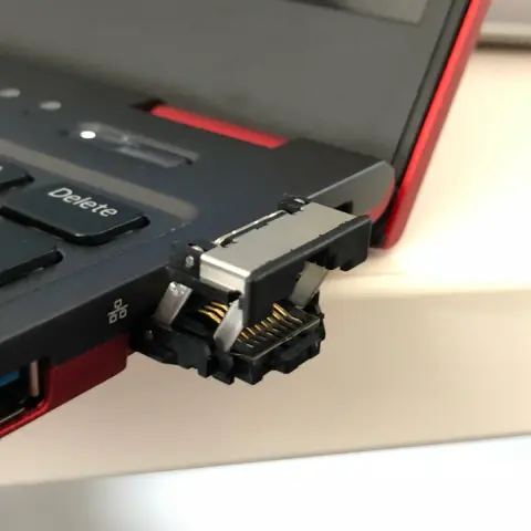 Fujitsu oragami ethernet jack ready for an ethernet cord. it' has a door that pops up after it pops out.