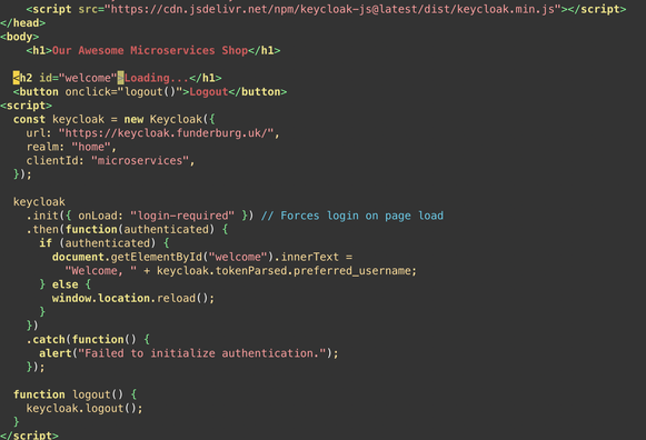 A bit of code, showing my loading the remote javascript, and the block of javascript that actually logs in.