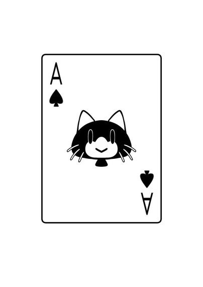 cute kitty face in the shape of the ace of spades