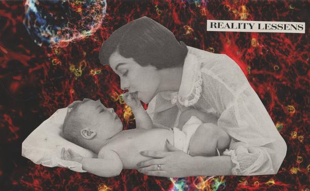 a woman holds an infant. the background is a cancerous tumor. i was breastfed. i've been thinking about the way my mom nourished me before i could lift my head just killed her. fuck everything.
