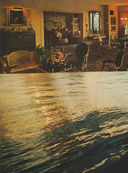 an old living room, a calm sea