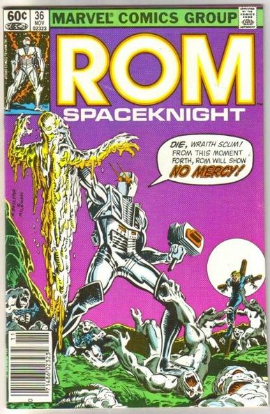 Comic book cover for ROM the Space Knight from tge 80s.