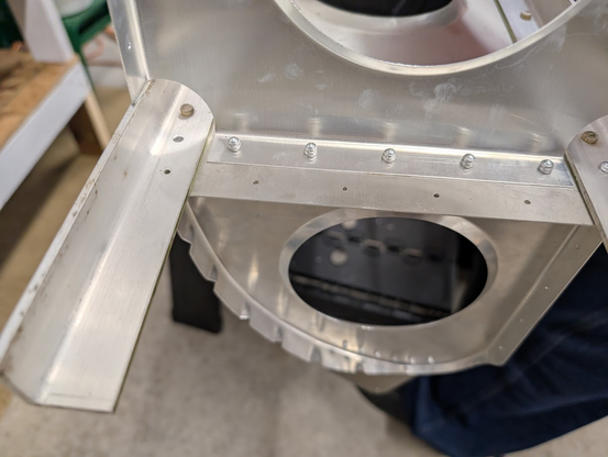 Outboard edge of left wing showing the rivets holding the ribs to the spar.