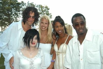 picture of howard stern, beth stern, sean combs, kim combs and kelly osborne at the p diddy white party in the hamptons ny  2003
