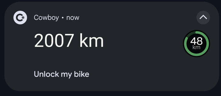 Screenshot of the Cowboy bike app