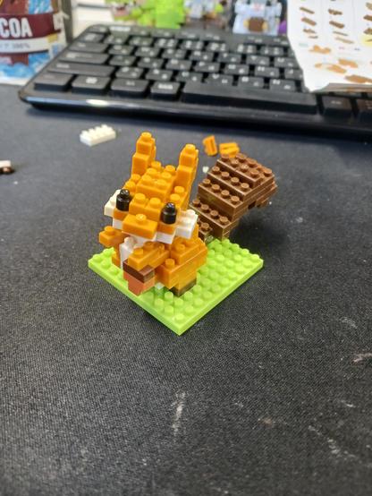A squirrel made of lego.
