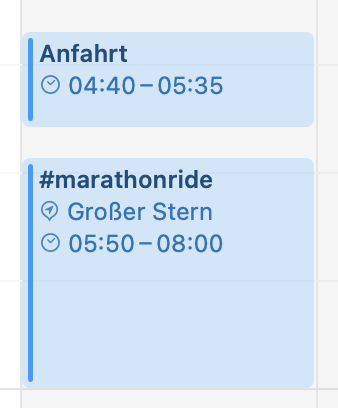 Screenshot das Kalender: Abfahrt 4:40