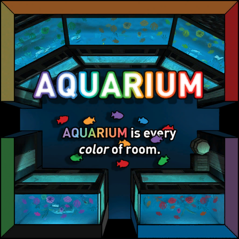 Stanza aquarium del gioco blue prince
"Aquarium is every color of room"