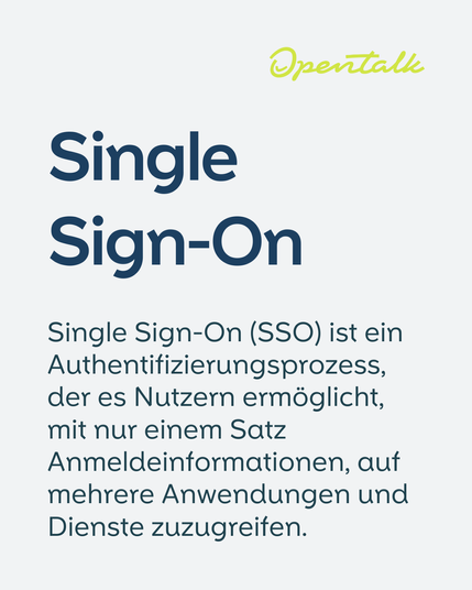 Single Sign-On (SSO)

Single Sign-On (SSO) ist ein Authentifizierungsprozess, der es Nutzern ermöglicht, mit nur einem Satz Anmeldeinformationen, auf mehrere Anwendungen und Dienste zuzugreifen.