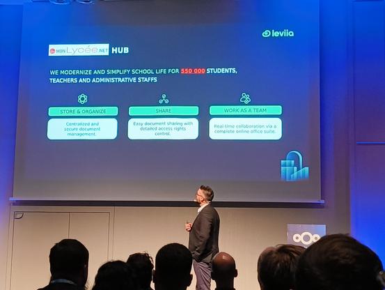 Leviia presenting their usage concepts-slide at the NextcloudSummit in Munich