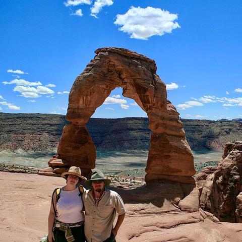 My wife and I at Delicate Arch in Arches National Park in 2008.