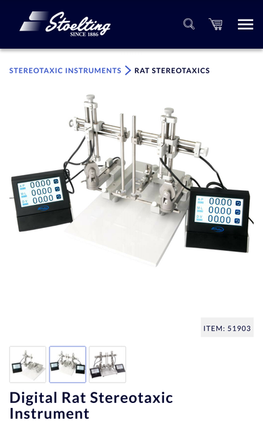 Screenshot of digital stereotax with 2 arms and coordinates display