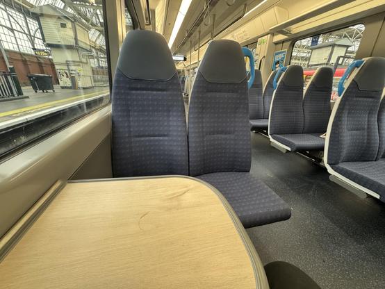 Seats on a British Rail class 801 train.
