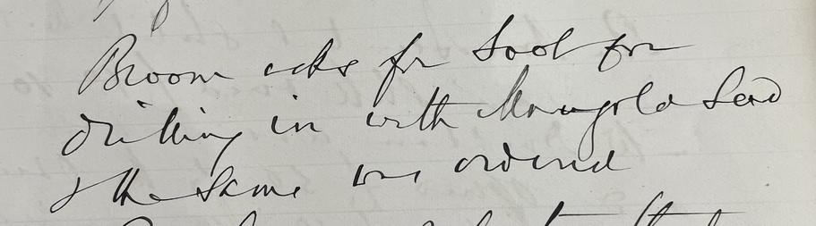 Sample of handwritten text. Reads ‘Broom asks for tool for drilling in with Mangold seed & the same was ordered.’