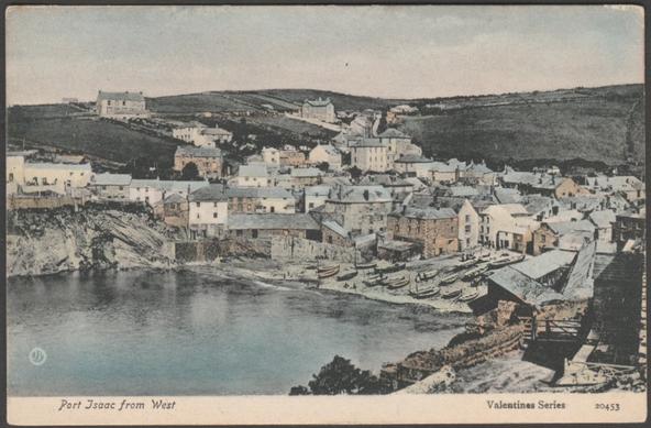 Printed colour postcard showing a view of Port Isaac in Cornwall.

Published by Valentine & Sons Ltd, Dundee & London, Valentine's Series, No 20453, photo registered in 1894, c.1905.

Postally unused.

Good condition, with slight corner bumps.